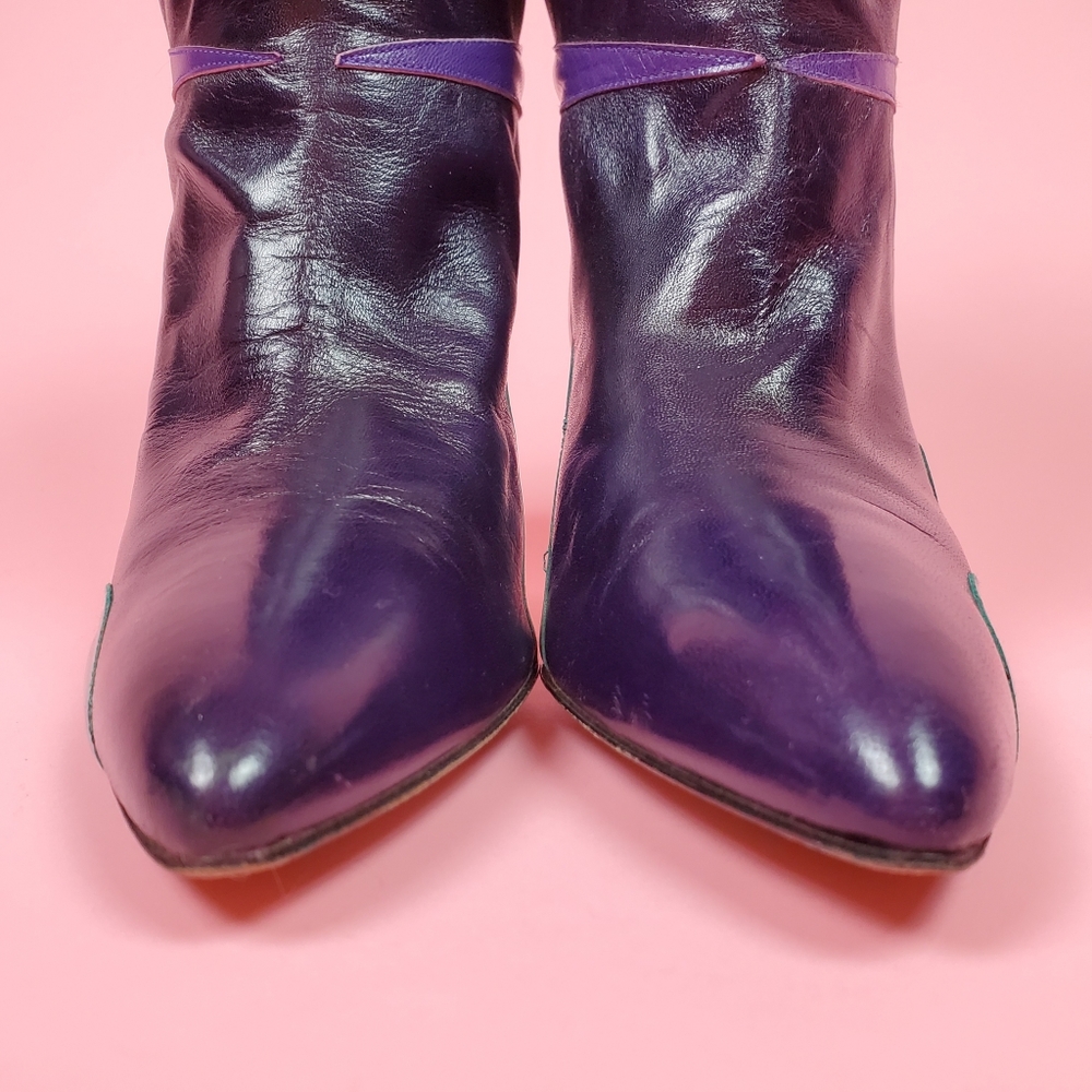 SOLDVtg 80s colorblock boots/heels - Picture 7 of 16